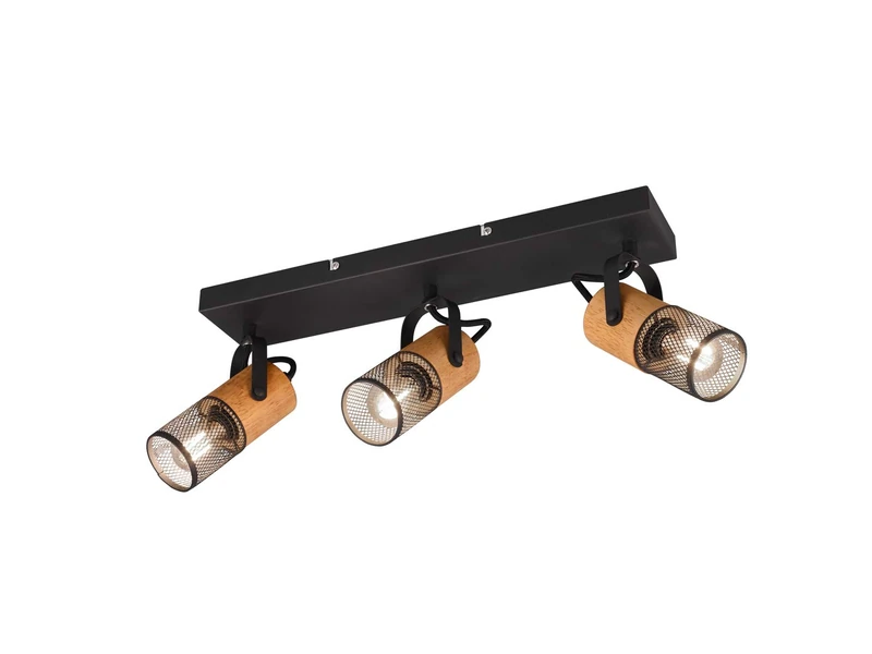 Trio Leuchten Tosh 804300332 Spotlight Metal Black Matt Wood Excl. 3X E14