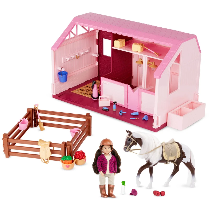 Lori – Philippa’s Horse & Stable Set – Mini Doll, Toy Horse & Stable – 6-Inch Horseback Riding Doll, Barn & Accessories – Playset with Working Lights & Water Feature – 3+ Years