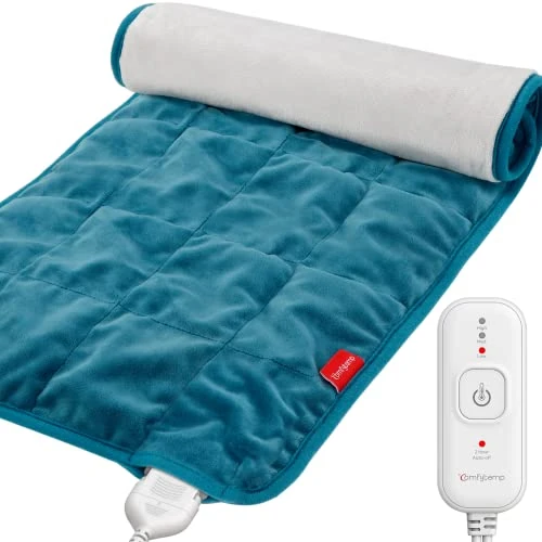 Comfytemp Full Weighted Heat Pad, Electric Heat Pad with 3 Heat Settings, 2h Auto-Off, Stay on, 2.2lb Large Heating Pad for Neck and Shoulders, Body Relaxation, 12x24”, Washable