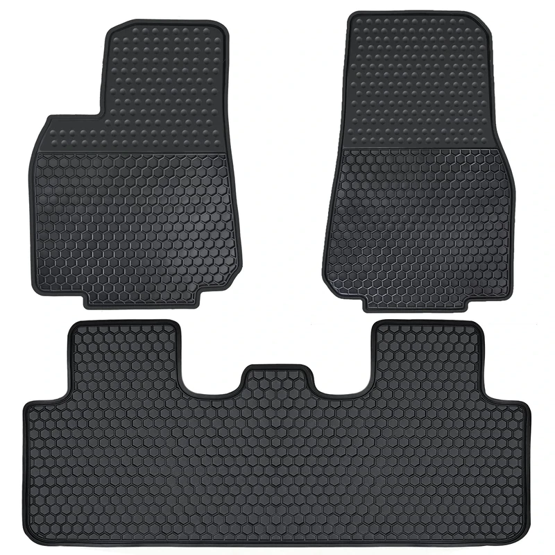 Matericuo Car Floor Mats Custom Fit forTesla Model Y 2020-2021 Full Black Rubber Auto Liner Mats All Weather Protection Heavy Duty Odorless
