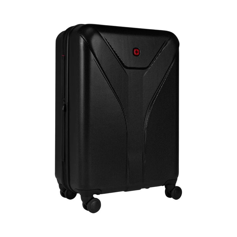 WENGER Ibex Medium Hard-Shell Suitcase with 4 Wheels, Trolley, Medium-Sized, 64 (78) l, Security Lock, Women Men, Travel Vacation, Black, 612040