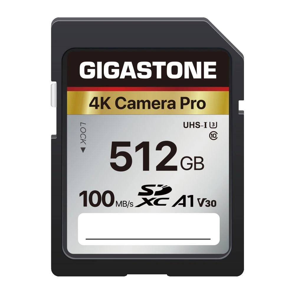 Gigastone 512GB SDXC Memory Card 4K Pro Series Camera Transfer Speed Up to 100MB/s Compatible with Canon Nikon Sony Camcorder, A1 V30 UHS-I Class 10 for 4K UHD Video