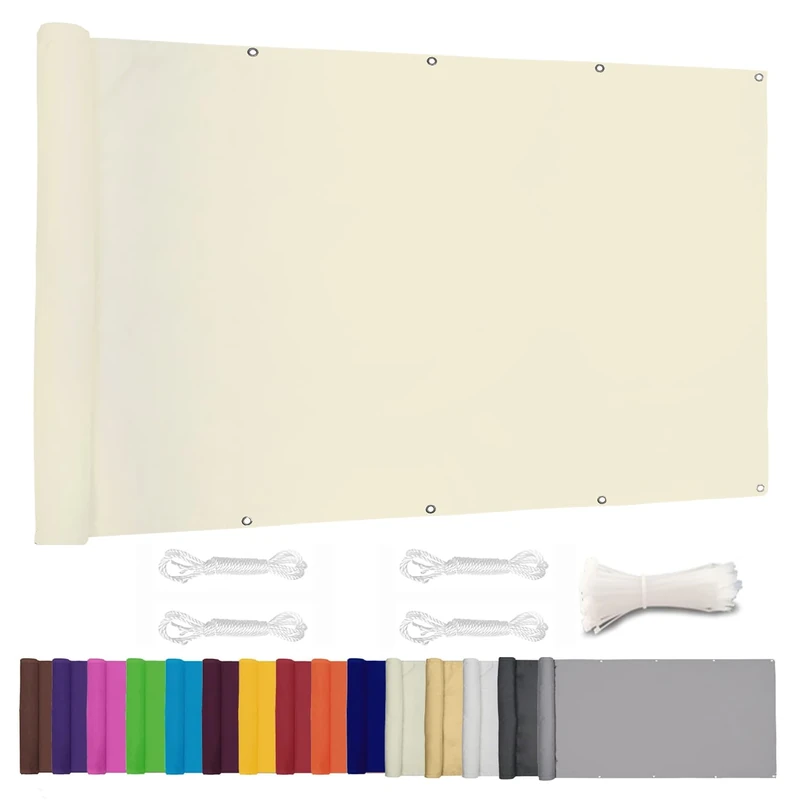 Lingle888 Balcony Privacy Screen for Backyard Deck Patio Balcony Fence Porch Sun Shade PVC UV Protection Sun Wind 8 Days Delivered 14 Colors 20 Sizes 420D(Milky white,1.2x8m)