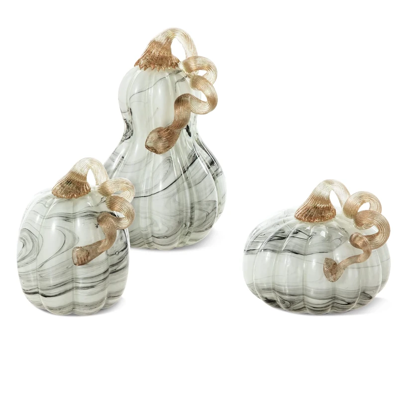 Glitzhome Table Accent Home Fall & Harvest Thanksgiving Decorating, Gray Marble