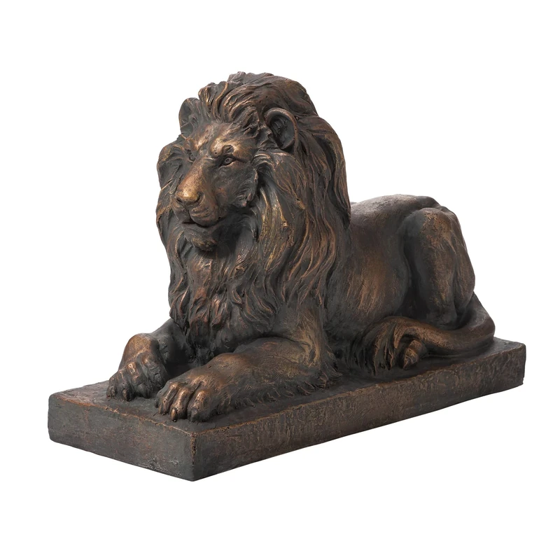 Glitzhome Lion Outdoor Statue, Mgo, Bronze