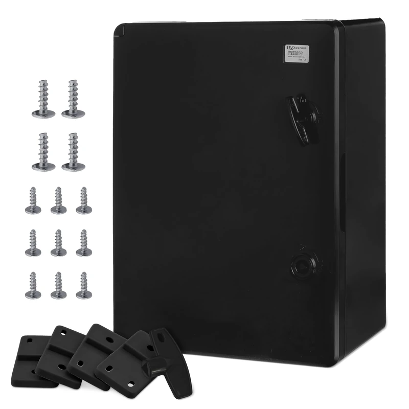 Wall Cabinet Cabinet Cabinet IP65 Industrial Housing Empty Housing ABS Plastic Empty Cabinet Mounting Plate Locking BOXEXPERT Series Fleet Various Sizes Black Door