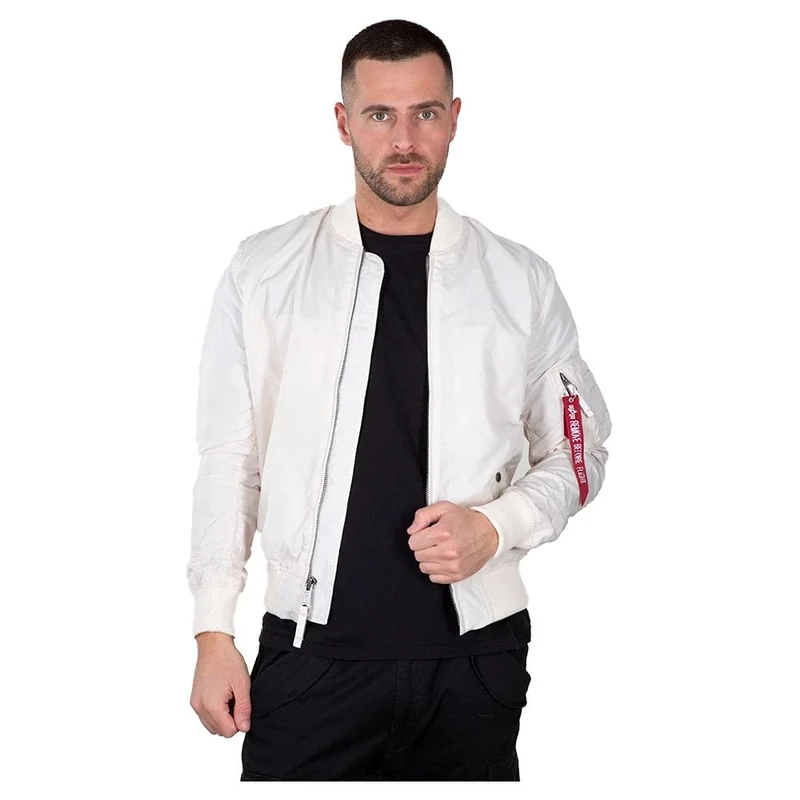 Alpha Industries MA-1 TT Bomber Jacket for Men Jet Stream White