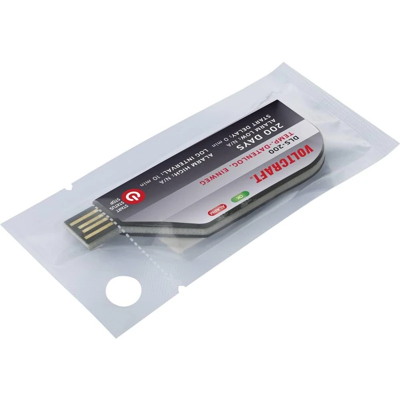 VOLTCRAFT DLS-200 Temperature Data Logger Measuring Size Temperature -30 to 70 °C Disposable Data Logger, PDF Function