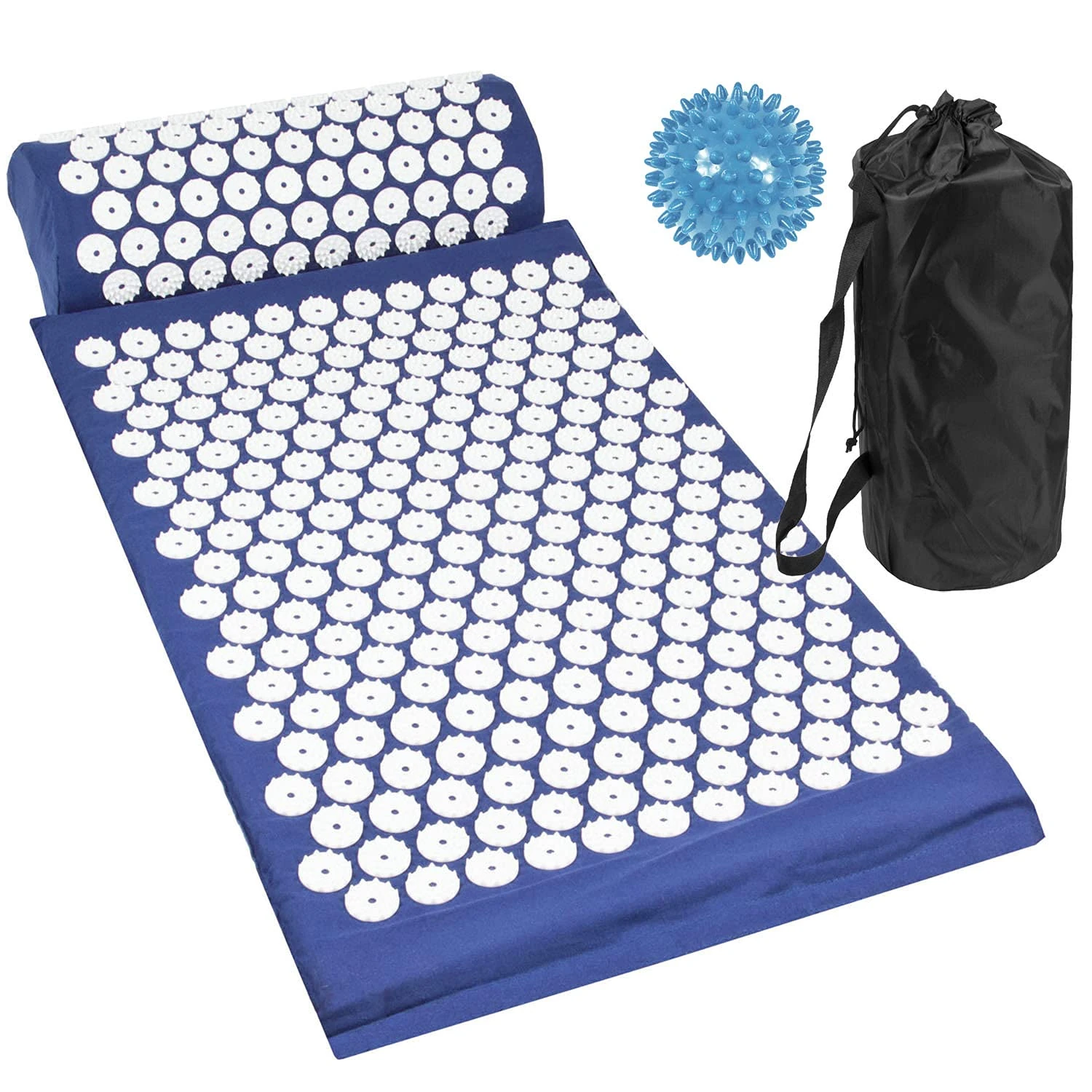 Komodo Acupressure Mat with Pillow & Ball Acupuncture Pin Massage Set (Blue)