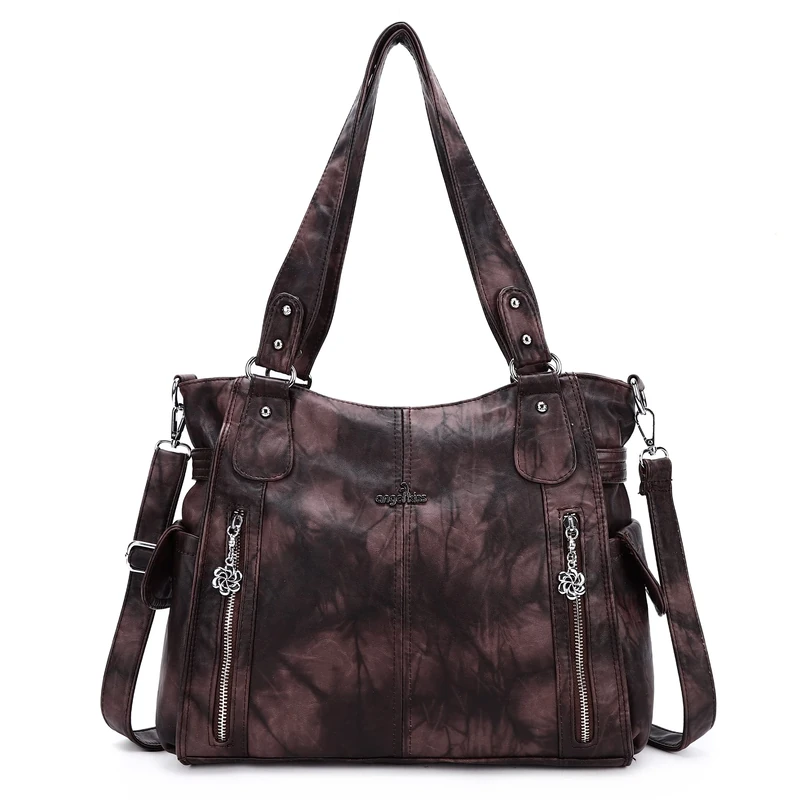 Angel Kiss Handbags for Womens Top-Handle Hobo Purse Roomy Casual Shoulder Bags PU Tote Satchel Purse for Women, G-coffee, XL