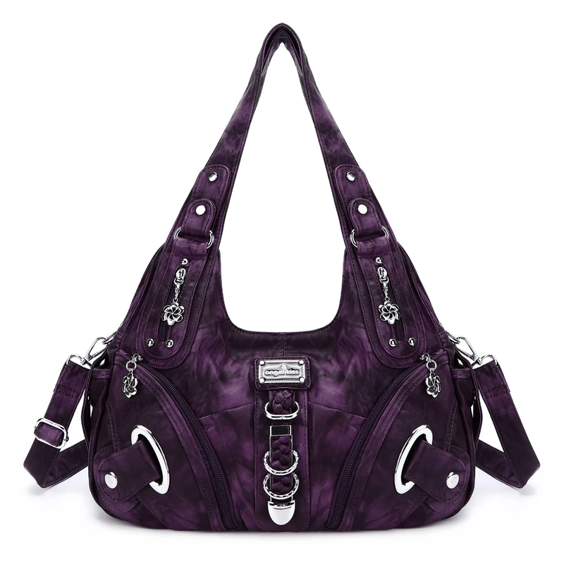 Angel Kiss Hobo Purses and handbags for Women Satchel Handbag Women Purses Large Daily Shoulder Bags, Pruple-g, L