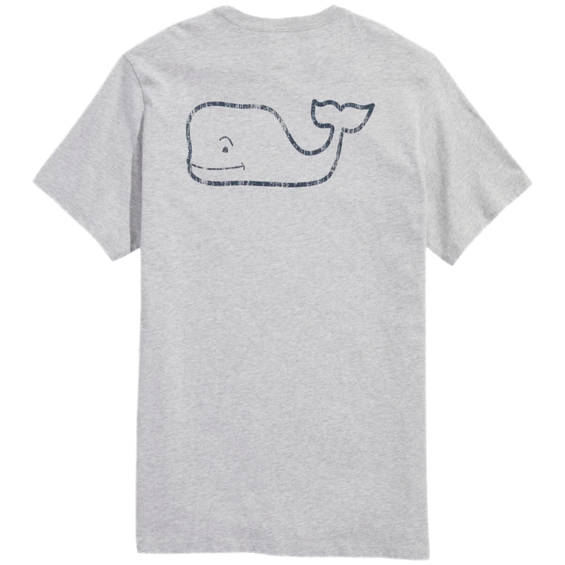 Vineyard Vines Men's Short Sleeve Vintage Whale Pocket T-Shirt, Heather Gray, Medium