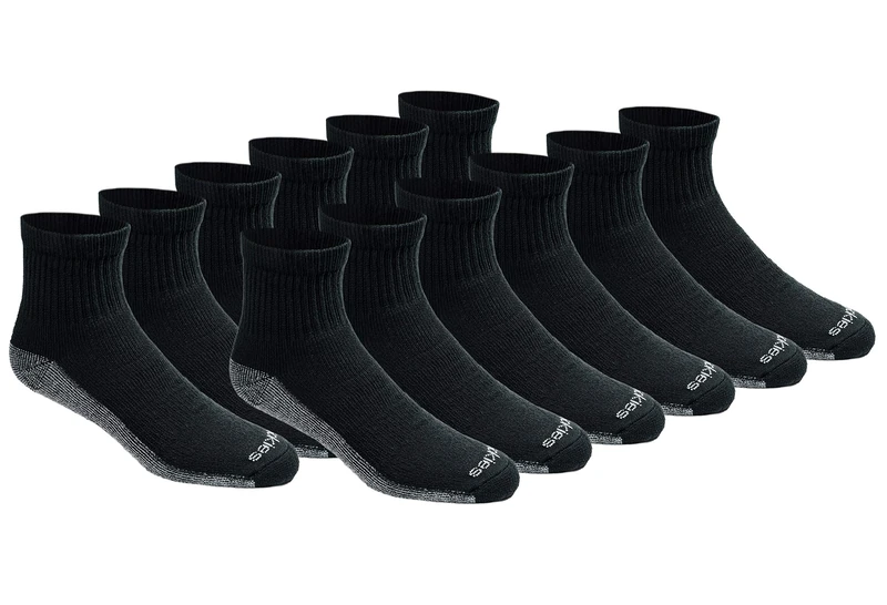 Dickies Men's Dri-tech Moisture Control Quarter Multipack Socks, Black (12 Pairs), Shoe Size 15-17 UK