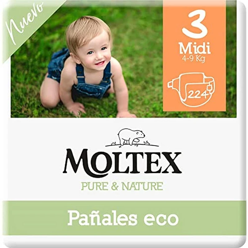 Moltex Pure & Nature Nappies Size 3 (4-10 kg) - 224 Count