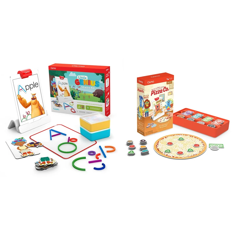 Osmo - Little Genius Starter Kit for iPad (Preschool Ages) and Pizza Company Game Bundle (Ages 5-12) for iPad or Fire Tablet iPad Base Included