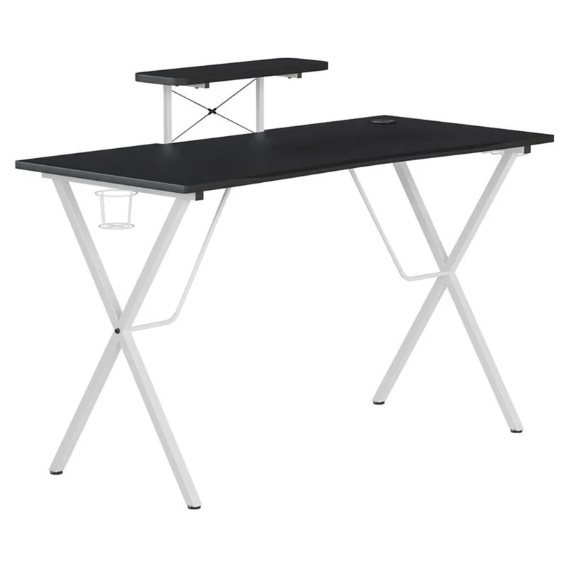 Flash Furniture Gaming Desk, Engineered Wood, Black/White