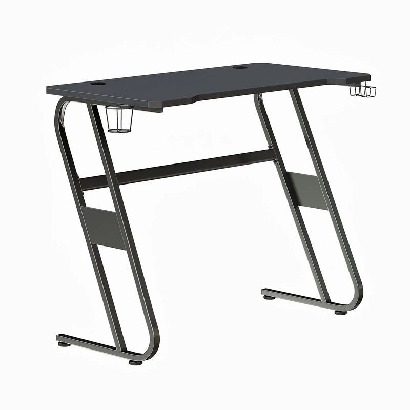 Flash Furniture Gaming Desk - Black Ergonomic Computer Desk - 51.5" Gamers Table with Cup Holder and Headphone Hook