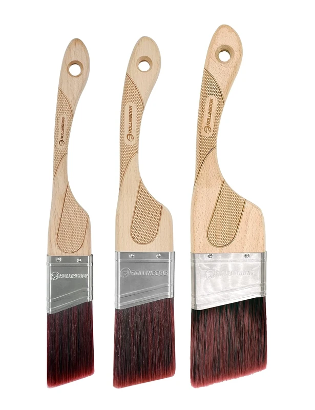 ROLLINGDOG 3PCS Professional Angle Paint Brush Wooden Handle Stainless Steel Shell for Sharp Edge Lines Painting with Paints on Walls, Ceilings, Wood and Metal (1.5", 2", 2.5")