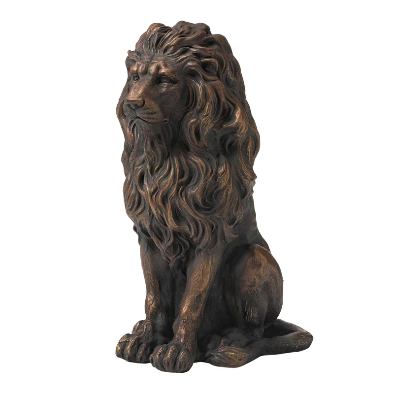 Glitzhome Lion Outdoor Statue, MGO, Bronze, Set of 2