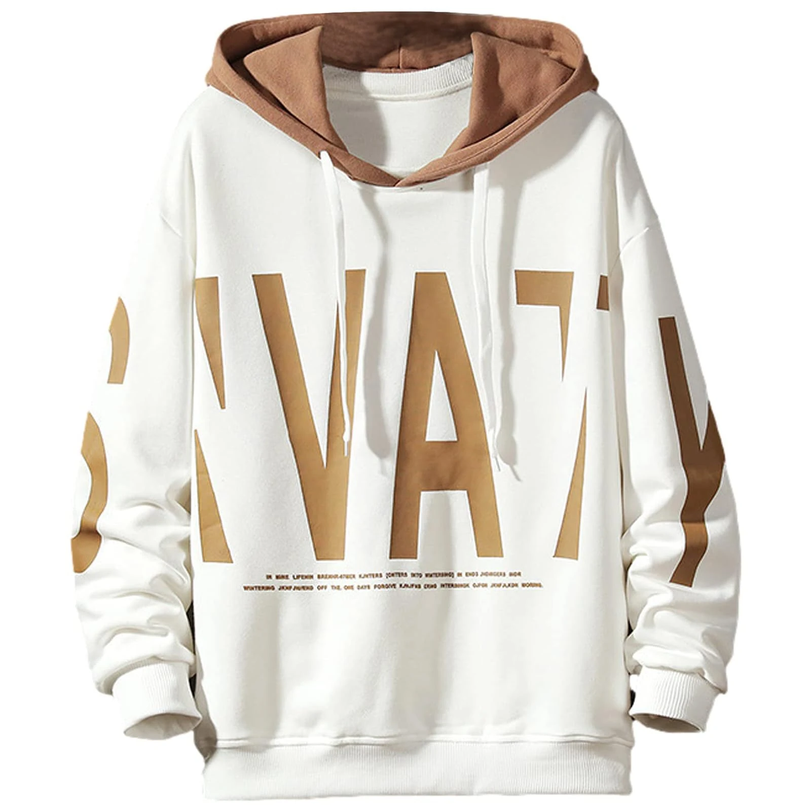 Men's Hoodie Hooded Pullover Outdoor Sweatshirt Top Blouse Streetwear Urban Jumper Casual Print Hoody Autumn Winter White