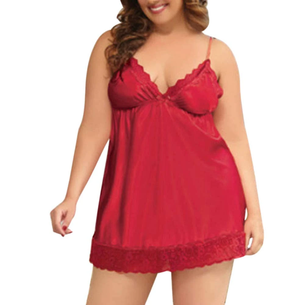 Women's Erotic Costumes Sexy Lace Underwear Sleepwear-Red_6XL