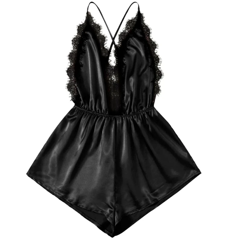 Women's Baby Dolls Sexy Nightdress Ladies Lingerie Sleepwear Women Silk Satin Nightdress Dress Mesh Sleepwear-A_XL