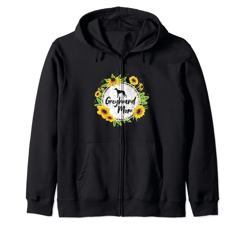Sunflower: Sunflower Greyhound Mom - Dogs Sayings Zip Hoodie