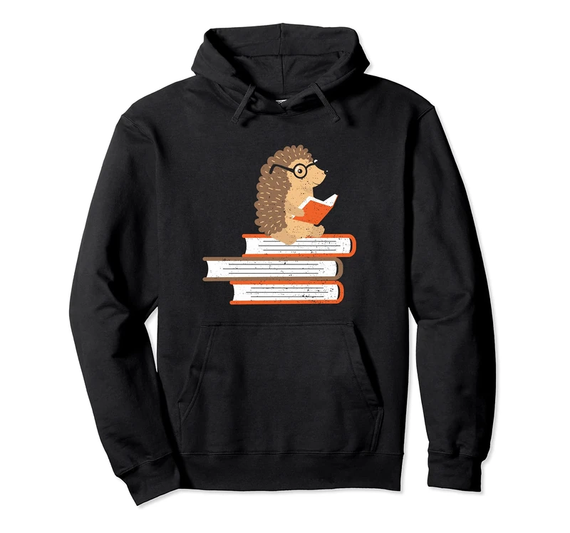 Hedgehog: Hedgehog Book Nerd - Pets Sayings Pullover Hoodie