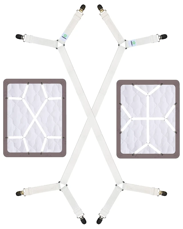 FIBOOMERANG Bed Sheet Clips - Criss-Cross Sheet Fasteners - Image 1
