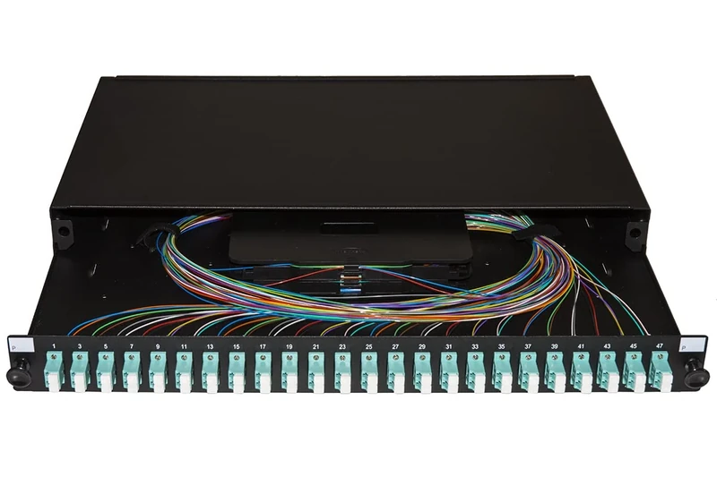 LINK LK24LC3P 19" FIBER OPTIC PANEL WITH 24 ADAPTORS LC DUPLEX OM3 DEPTH 250 MM WITH PIGTAIL INSTALLED BLACK COLOR