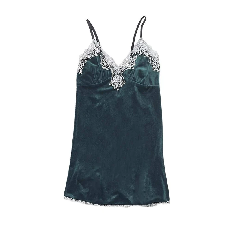 QQQQC Women's Erotic Baby Dolls Women Lace Sexy Lingerie V Neck Nightgown Underwear-D_L