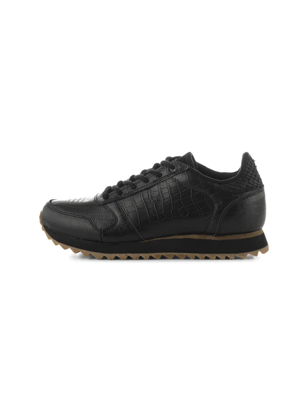 Woden Ydun Croco Shiny Trainers, 020 Black, 4 UK
