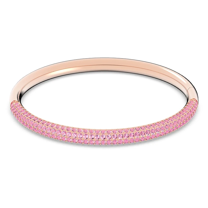 Swarovski Stone Bangle, Pink Pavé Crystals in a Rose Gold Tone Plated Setting, from the Stones Collection, Size Medium, S