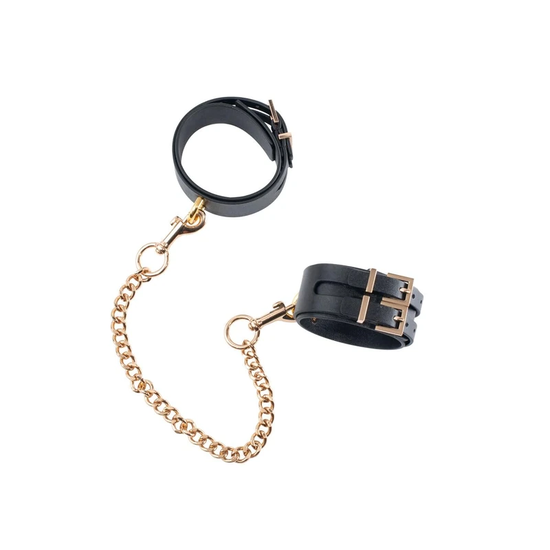 Guilty Pleasure BDSM Premium Ankle Cuffs with Chain Black 60 cm