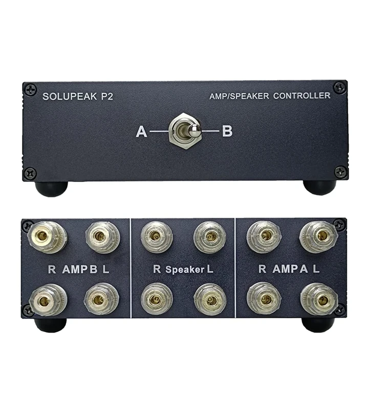 SOLUPEAK P2 2(1)-IN-1(2)-OUT Amp Amplifier Speaker Switcher Selector Switch Splitter 2-way loudspeaker control combiner box
