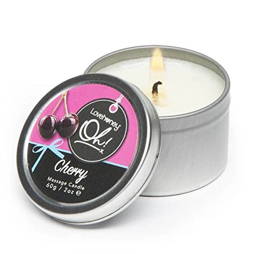 Lovehoney Cherry Massage Candle - Infused with 6 Essential Oils - Scented Candle - 60g