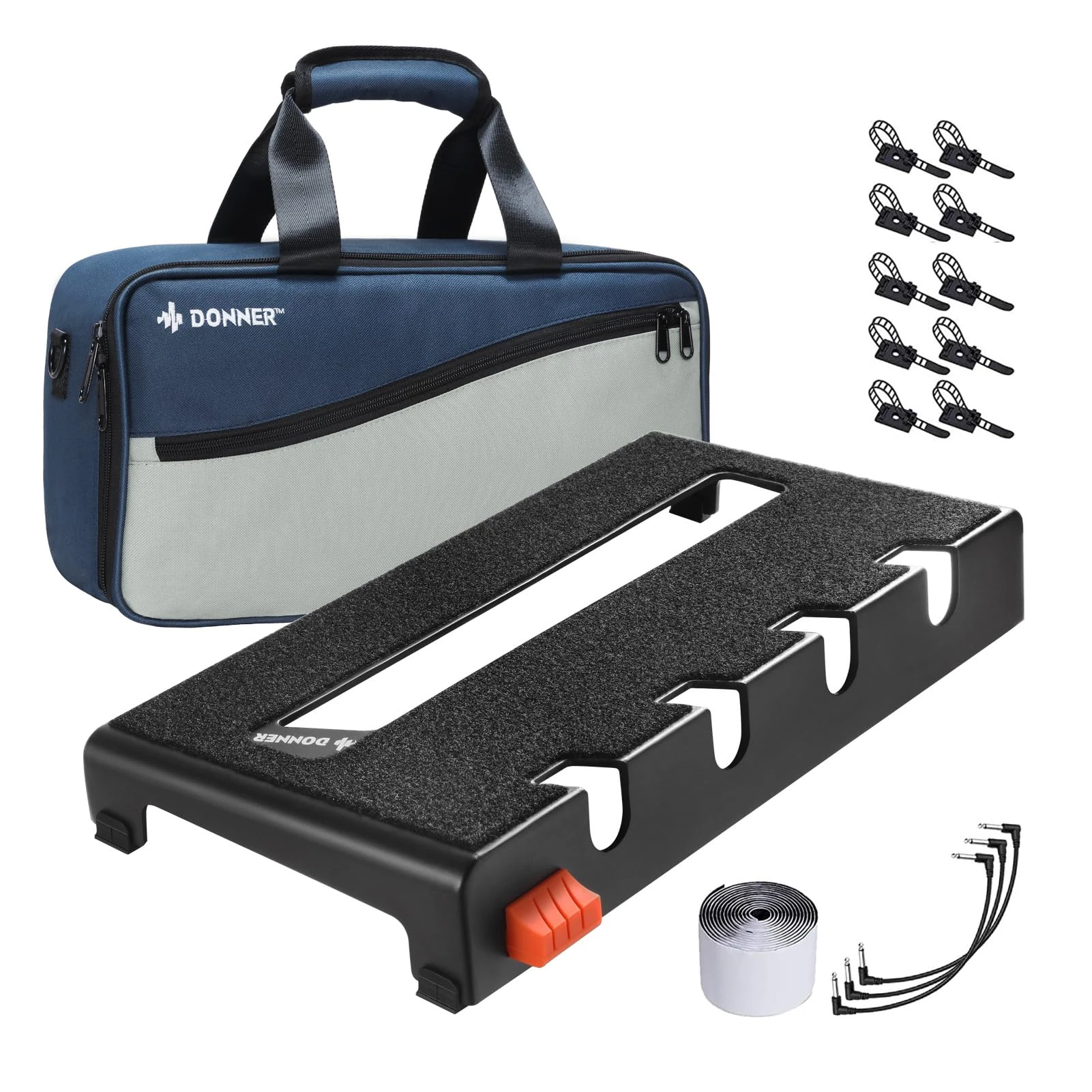 Donner Guitar Pedalboard, DB-2 Small Portable Effect Pedal Board Set, Waterproof Bag including Adhesive Backed Hook-and-loop and Power Supply Mounting Device, Size 17.32" x 10.24" x 5.12"