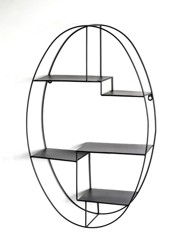 HAKU Möbel Wall Rack Black, Metal - Size: W 44 cm X H 71 cm X D 16 cm, Style: Modern