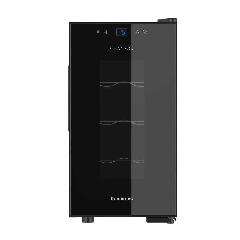 Taurus WC8T Thermoelectric Wine Cellar for 8 Bottles, 11-8ºC, Quiet, Non-Vibrating, Special Interior Insulation, Glass Door, Adjustable Temperature, Soft Interior Light, Black