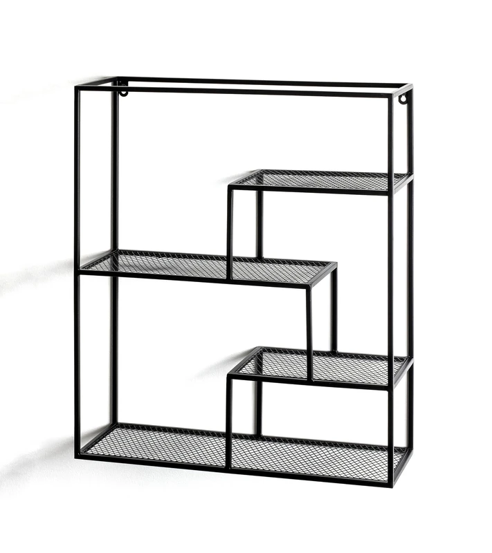 HAKU Möbel Wall Rack Black, Metal - Size: W 50 cm X H 60 cm X D 18 cm, Style: Modern