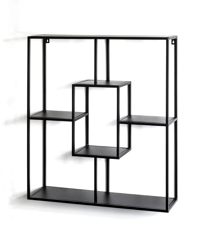 HAKU Möbel Wall Rack Black, Metal - Size: W 60 cm X H 70 cm X D 18 cm, Style: Modern