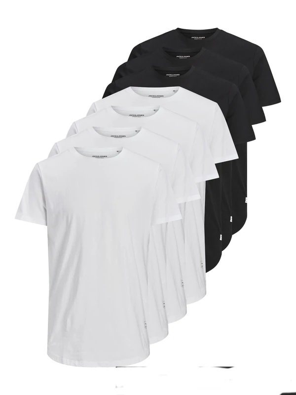 JACK & JONES Men's T-Shirt, White/Pack:4white 3black, M