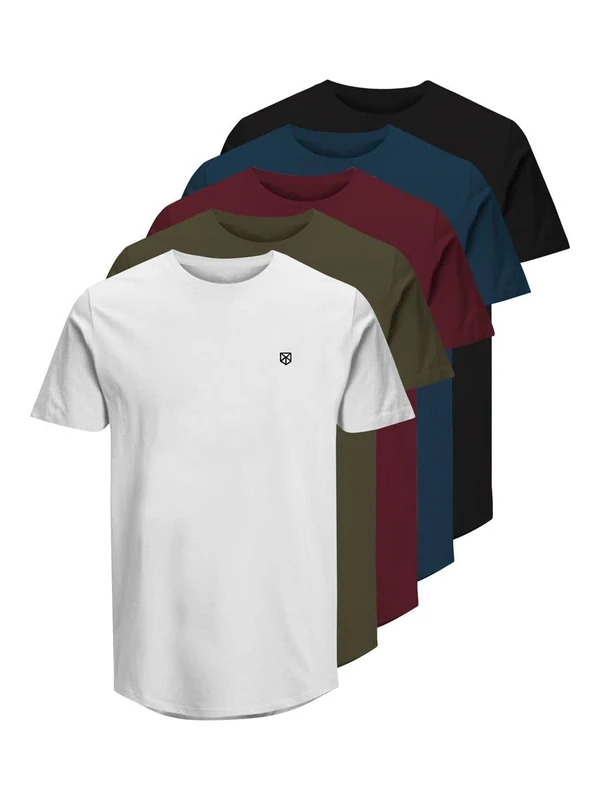 JACK & JONES Mens Brody 5 Pack T-Shirt Navy Blazer S