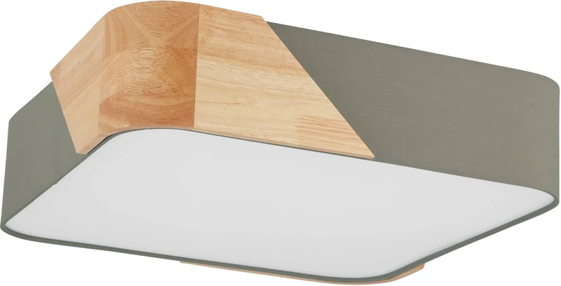 EGLO Flush Ceiling Light Grimaldino, 2 lamp Lighting Made of Fabric, Wood