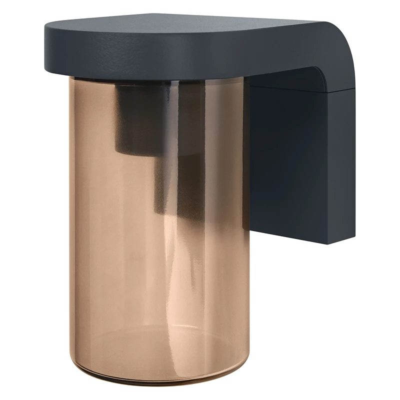 Ledvance LED Wall Luminaire for 1x E27 Bulbs, Design Luminaire with a Modern Look for Direct Lighting, Made of High Quality Aluminum and Amber-Colored Glass, Endura Classic Cascade Wall E27 CLR