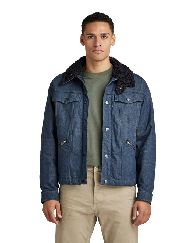 G-Star Men's Flight Combat Sherpa Jacket, Black (worn in leaden D20098-C922-C776), S