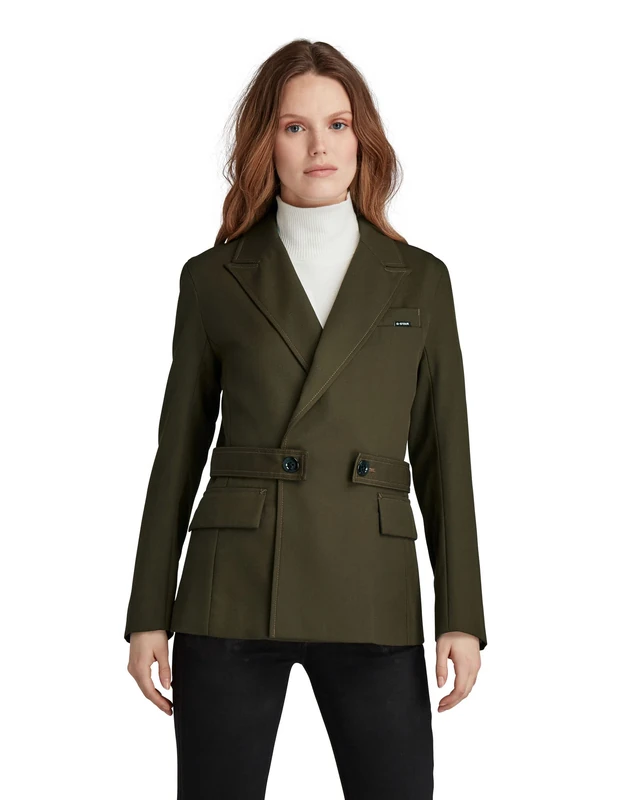 G-Star Women's Slim Double Breasted Blazer, Green (dark olive D20553-C897-C744), XL