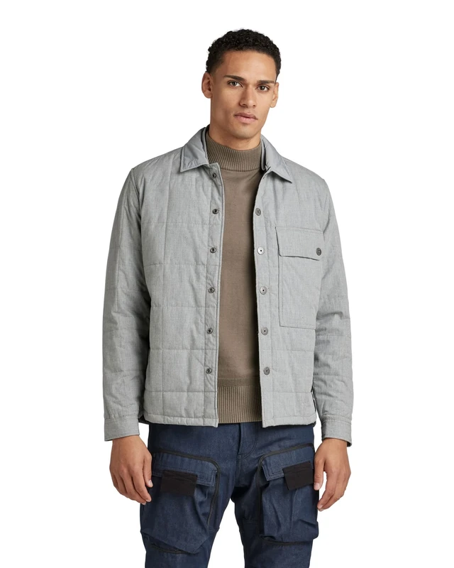 G-Star Men's Postino Quilted Overshirt, Multicolour (correct winter grey htr D20161-C903-3800), XS