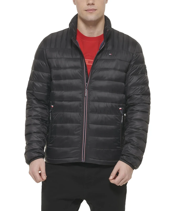 Tommy Hilfiger Men's Ultra Loft Lightweight Packable Puffer Jacket (Standard and Big & Tall) Down Alternative Coat, Black, 4X