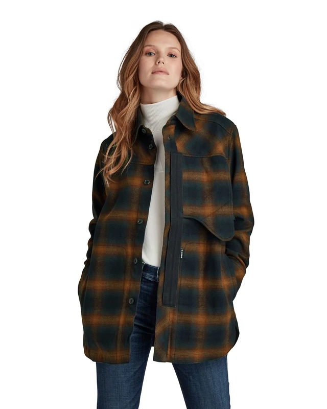 G-Star Women's Naval Collar Overshirt, Multicolour (sartho blue blur check D20557-C904-C755), XS